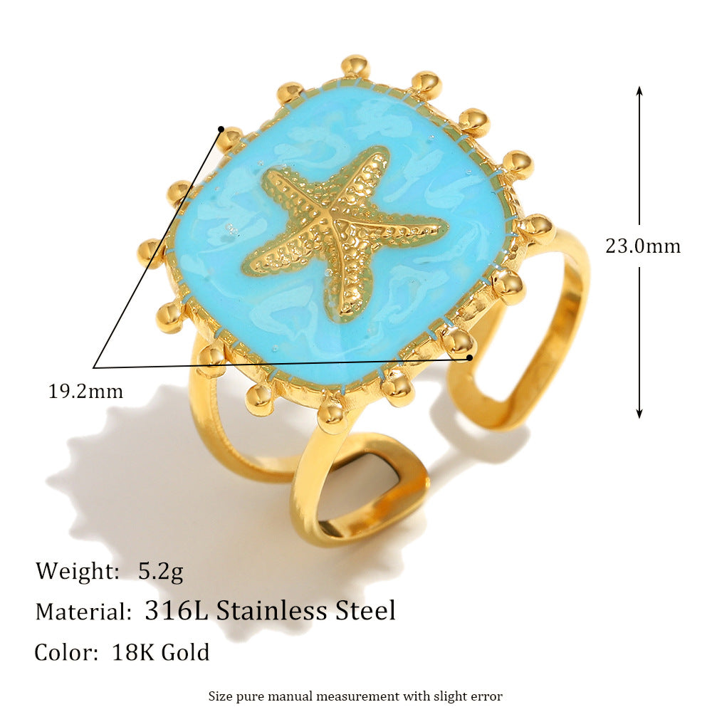 Wholesale Stainless steel 18K gold plated cross-line open ring